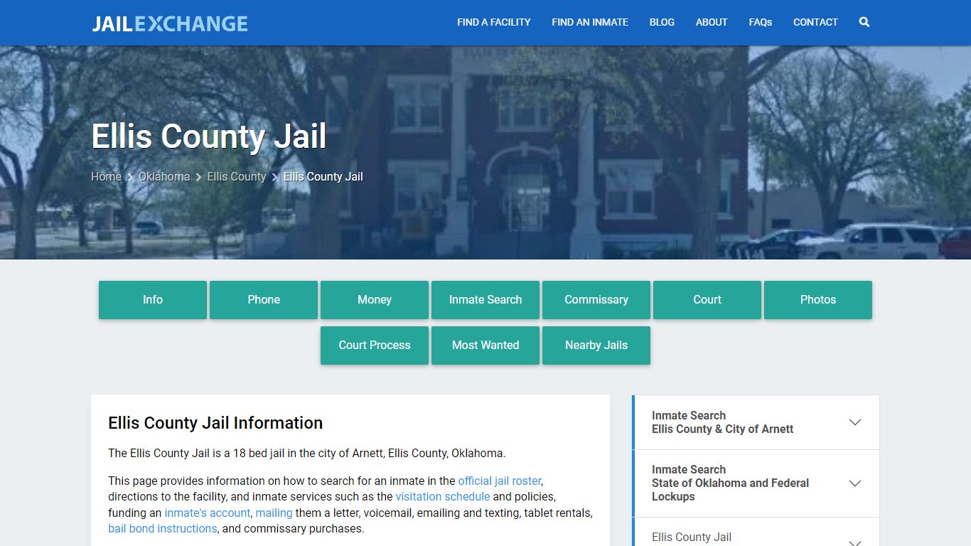 Ellis County Jail, OK Inmate Search, Information