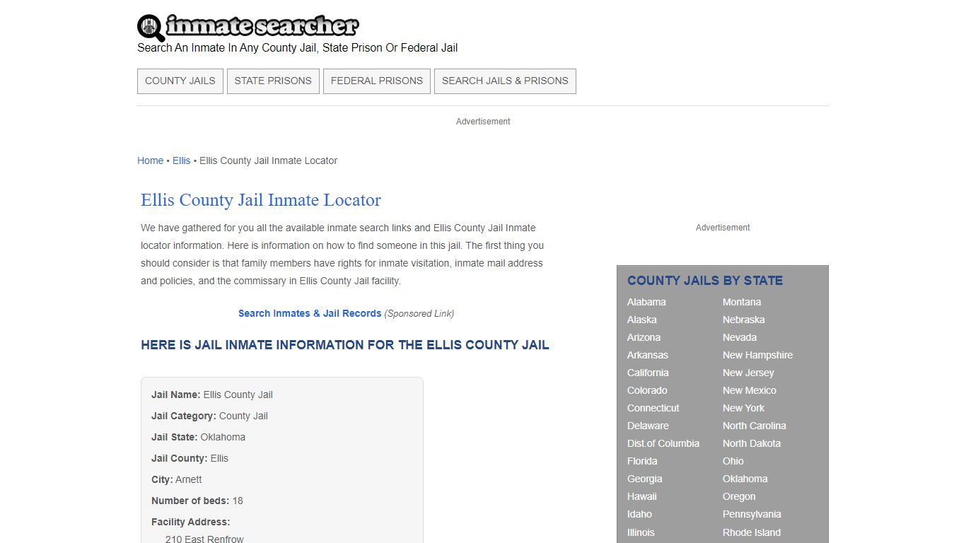 Ellis County Jail Inmate Locator - Inmate Searcher